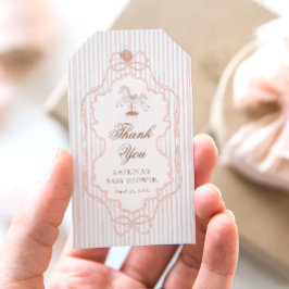 Rocking Horse Pink Baby Shower Thank You Presentetikett