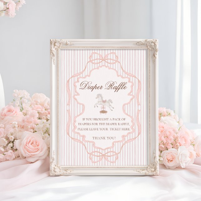 Rocking Horse Pink Girl Baby Shower Diaper Raffle Poster (Skapare uppladdad)