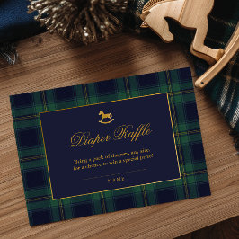 Rocking Horse Plaid Baby Shower Diaper Raffle Tilläggskort