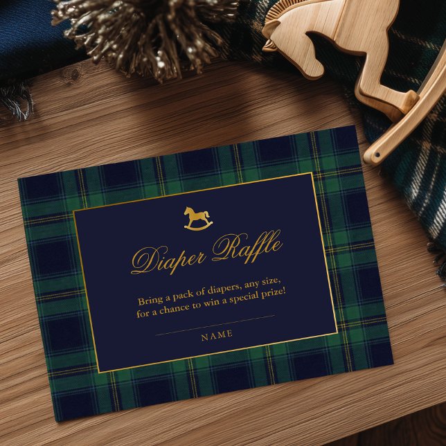 Rocking Horse Plaid Baby Shower Diaper Raffle Tilläggskort (Skapare uppladdad)