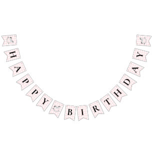 Rocking Horse Rosa Gingham Birthday Bunting Banner Vimplar