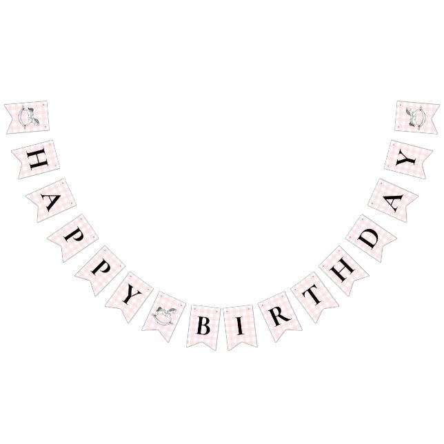 Rocking Horse Rosa Gingham Birthday Bunting Banner Vimplar (Alla)