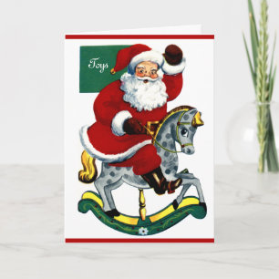 Rocking Horse Santa Helgkort