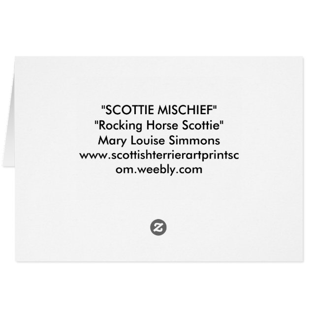 ROCKING HORSE SCOTTIE HÄLSNINGSKORT (Baksidan Horizontal)
