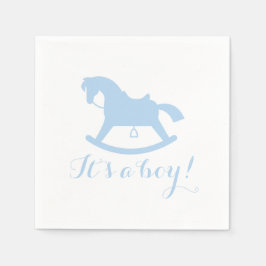 Rocking Horse Silhouette Baby Shower Napkins Blue Pappersservett