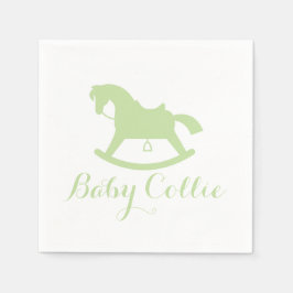 Rocking Horse Silhouette Baby Shower Napkins Grönt Pappersservett