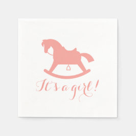 Rocking Horse Silhouette Baby Shower Napkins Rosa Pappersservett
