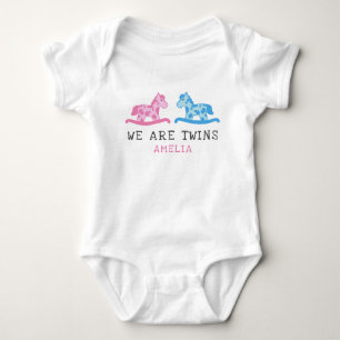 Rocking Horse Twillingars Boy Girl Namn T Shirt