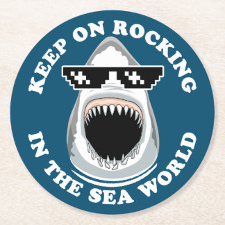 Rocking in Sea World - Shark Älskare Quote Underlägg Papper Rund