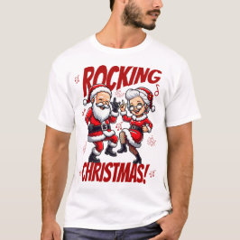 Rocking jul Santa och Claus Dancing T Shirt