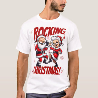 Rocking jul Santa och Claus Dancing T Shirt