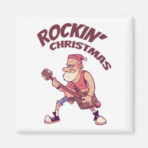Rocking jul, Santa rockar med gitarr-inbjudan Magnet