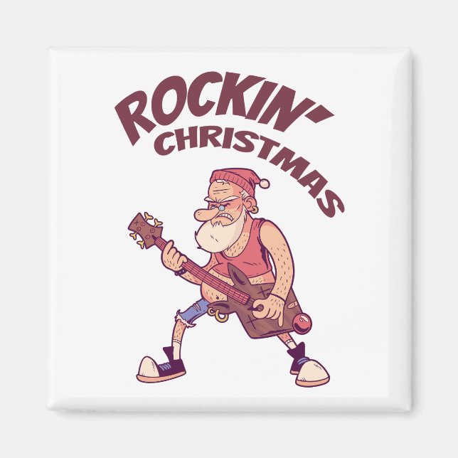 Rocking jul, Santa rockar med gitarr-inbjudan Magnet (Framsidan)