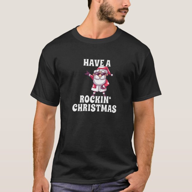 Rocking Jultomten har en rakin jul T Shirt (Framsida)