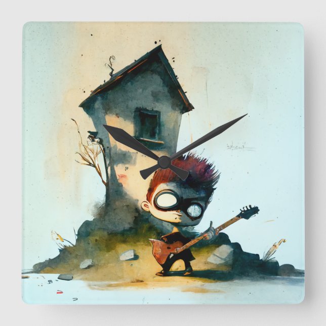 Rocking Randy Fyrkantig Klocka (Framsida)