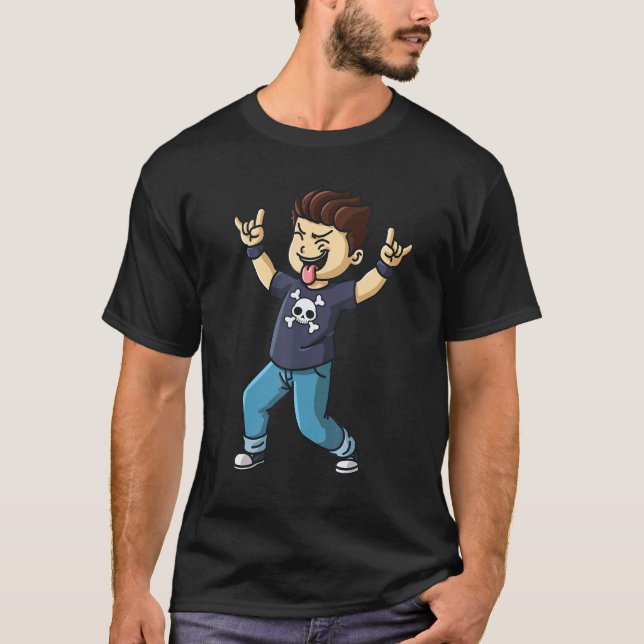 Rocking School Music Hard Sten Hand Sign Fläkt B T Shirt (Framsida)