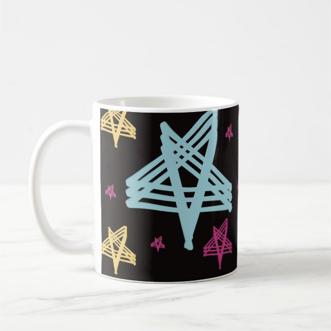 Rocking Stars Rosa Blå Svart  Kaffemugg (Vänster)