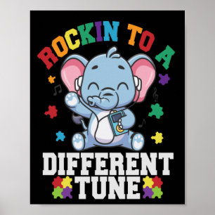 Rocking to a Different Cute Elephant Autism Poster