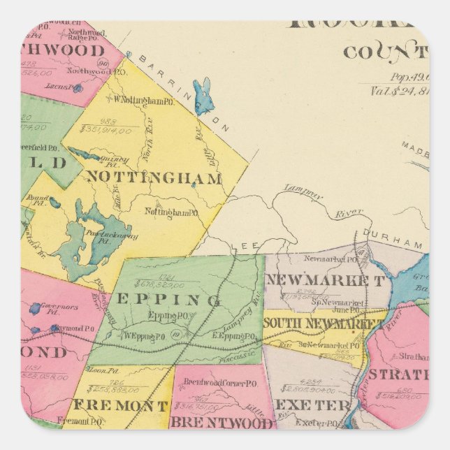 Rockingham County Fyrkantigt Klistermärke (Framsida)