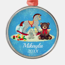 Rockinghäst, björn och Leksaker Julgransprydnad Metall