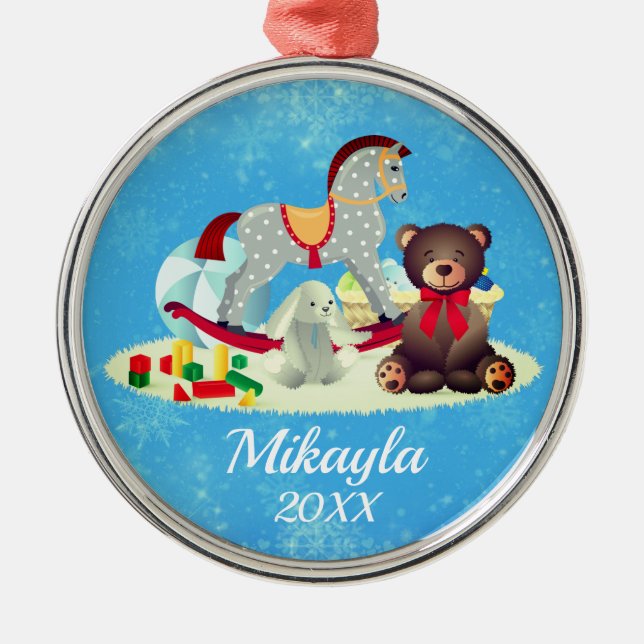 Rockinghäst, björn och Leksaker Julgransprydnad Metall (Framsidan)