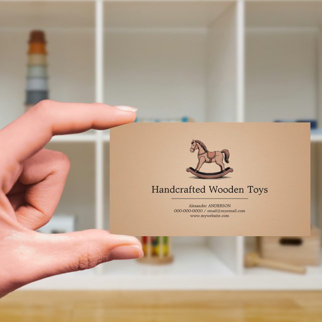Rockinghäst - Träleksaker Visitkort (Rocking Horse - Wooden Toys Business Card)