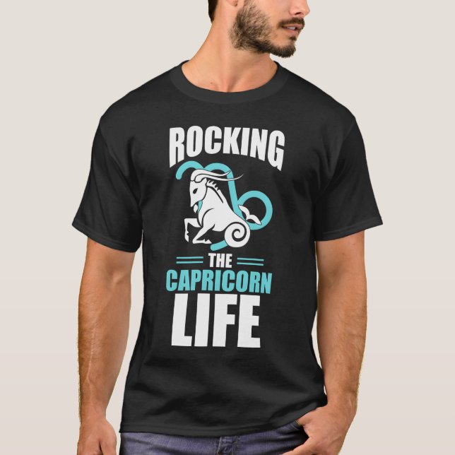 Rockinghe Capricorn Life Astrology girl T Shirt (Framsida)