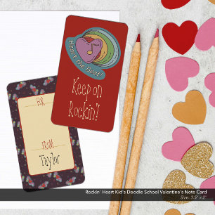 Rockin'Heart Barn Doodle School Valentine's Anteckningskort