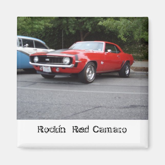 Rockin'Red Camaro magnet (Framsidan)