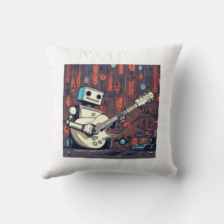 Rockin'Robots: Guitarist Robot Print Dekorativ kud Kudde