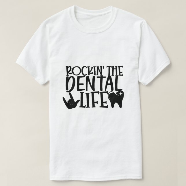 Rockin's Dental Life - Funny Tandvård Long Sle T Shirt (Design framsida)