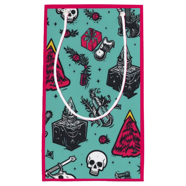 Rockin'Skull Gift Bag (Rosa) (Framsidan)