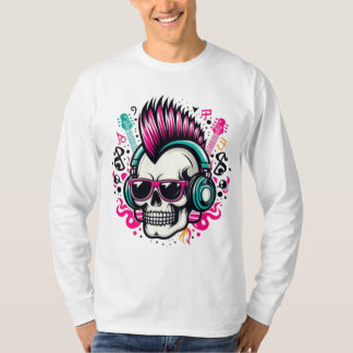 Rockin'Skull med mohawk, solglasögon och hörlurar T Shirt