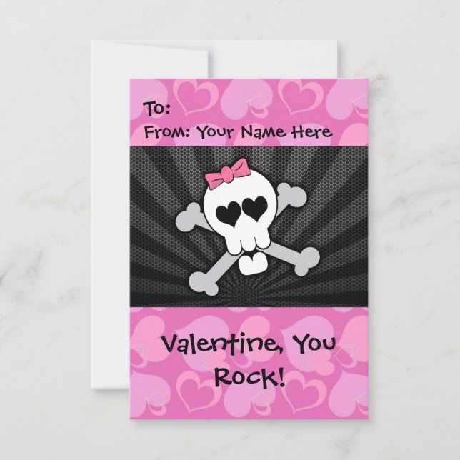 Rockin'Valentine Skull Inbjudningar (Framsida)