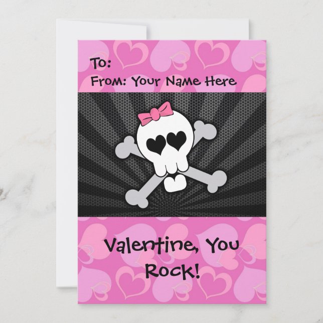 Rockin'Valentine Skull Julkort (Framsida)