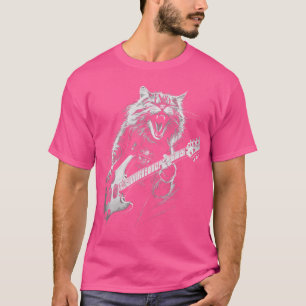 Rockkatt som spelar gitarr Kvinna Rolig Gitarrkatt T Shirt