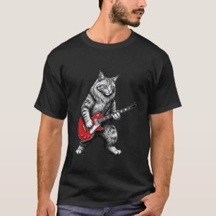 Rockklassisk Gitarrhjälte Katt för Män T Shirt