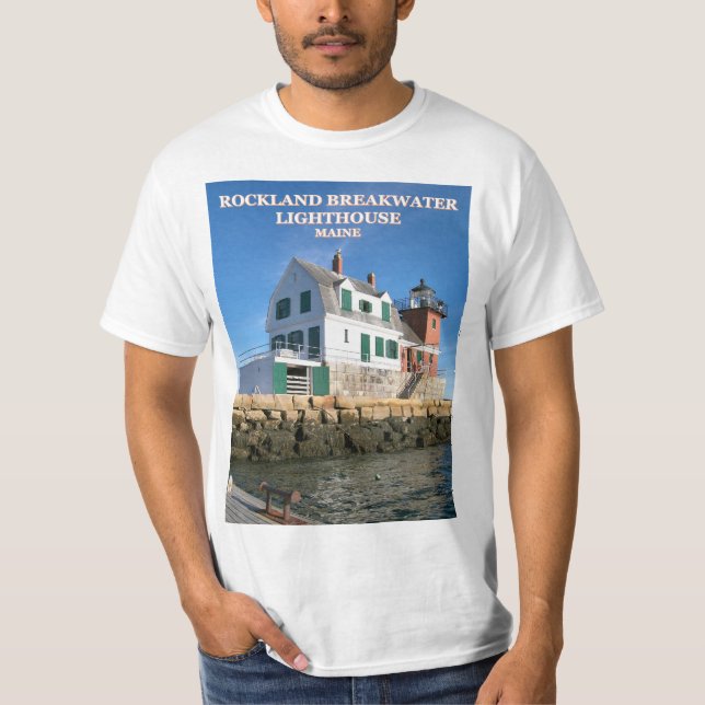 Rockland Breakwater fyr, Maine T-Shirt (Framsida)