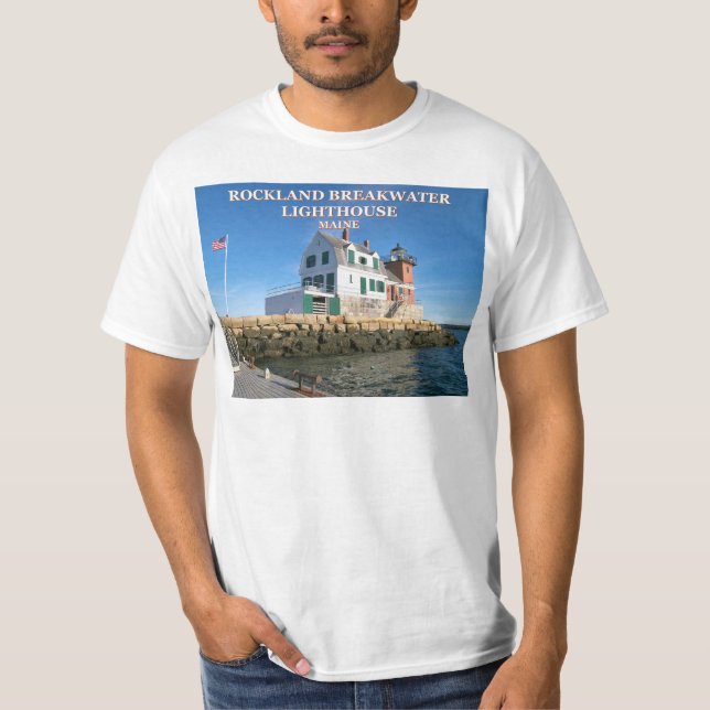 Rockland Breakwater fyr, Maine T-Shirt (Framsida)