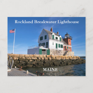 Rockland Breakwater Lighthouse, Maine Postcard Vykort