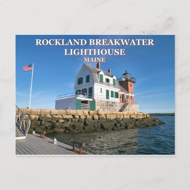 Rockland Breakwater Lighthouse, Maine Postcard Vykort (Framsida)