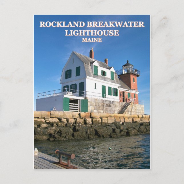 Rockland Breakwater Lighthouse, Maine Postcard Vykort (Framsida)