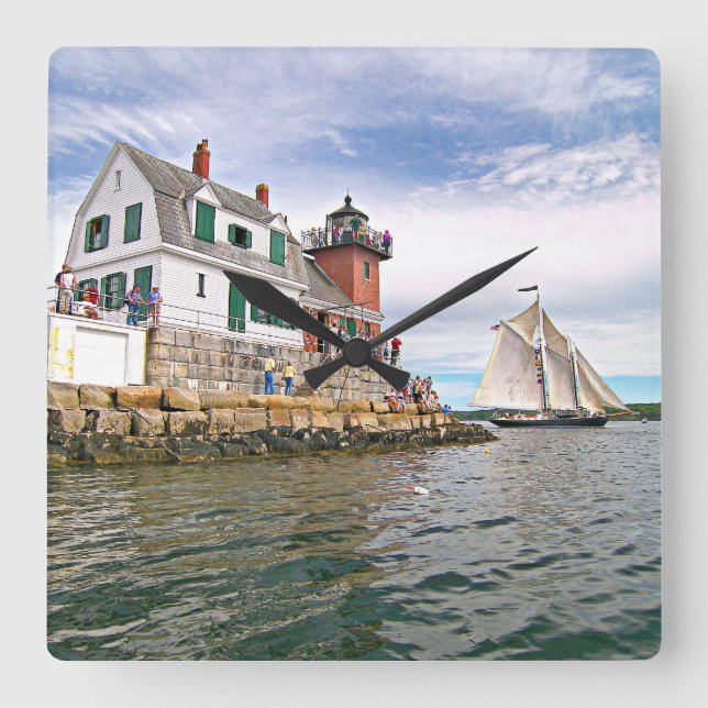 Rockland Breakwater Lighthouse, Maine Wall Clock Fyrkantig Klocka (Framsida)