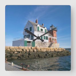 Rockland Breakwater Lighthouse, Maine Wall Clock Fyrkantig Klocka
