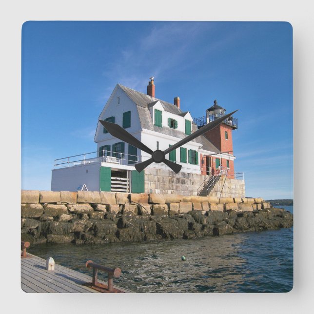 Rockland Breakwater Lighthouse, Maine Wall Clock Fyrkantig Klocka (Framsida)