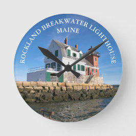 Rockland Breakwater Lighthouse ME Round Wall Clock Rund Klocka