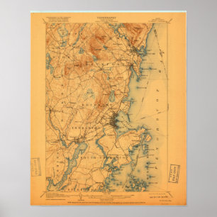 Rockland ME Vintage Karta Poster