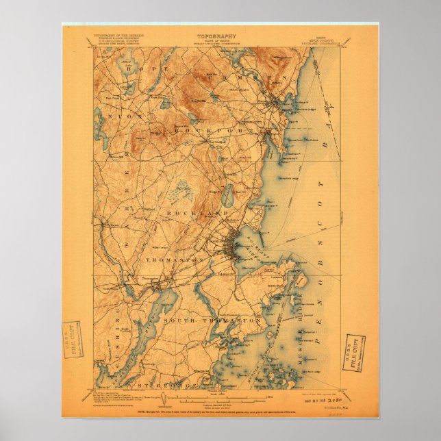 Rockland ME Vintage Karta Poster (Framsidan)