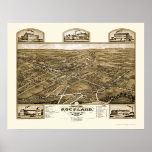 Rockland panorama- karta för MORSOR - 1881 Poster