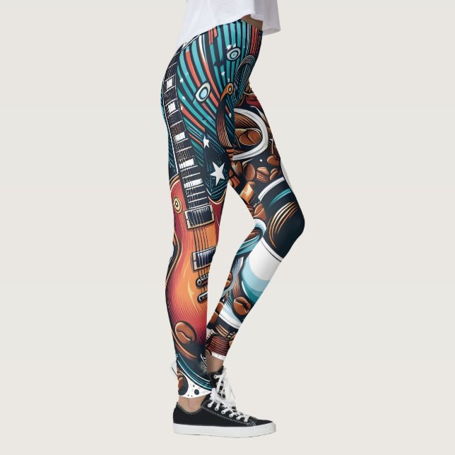 Rockmusik Gitarr Leggings – Färgrik Elektrisk Git (Höger)